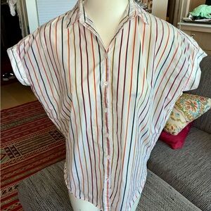 Madewell, Sht-slv Button-up Multi-color Top, Sz XS